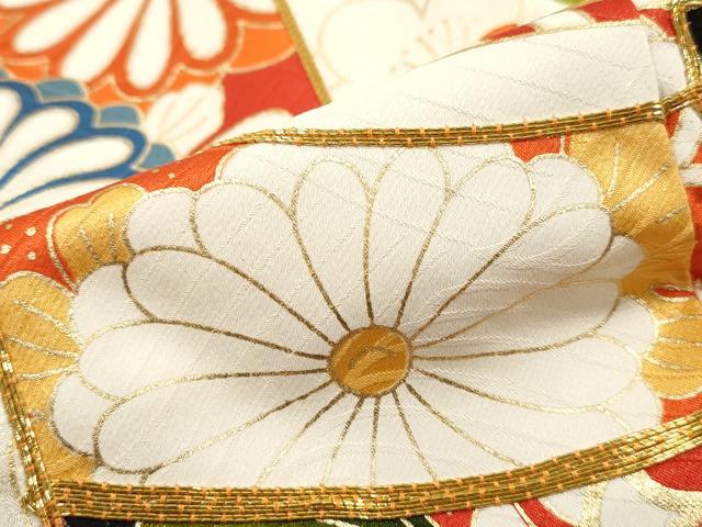 平和屋着物■豪華振袖 駒刺繍 雲取り流水花松文 金彩 正絹 逸品 DABK3152qa
