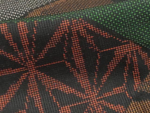 平和屋着物■本場大島紬 7マルキ 切嵌麻の葉文 正絹 逸品 DABK3155qa