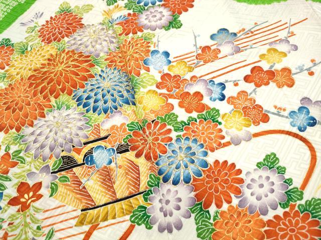 平和屋着物■豪華振袖 駒刺繍 絞り 花籠文 金彩 正絹 逸品 DABK3163qa