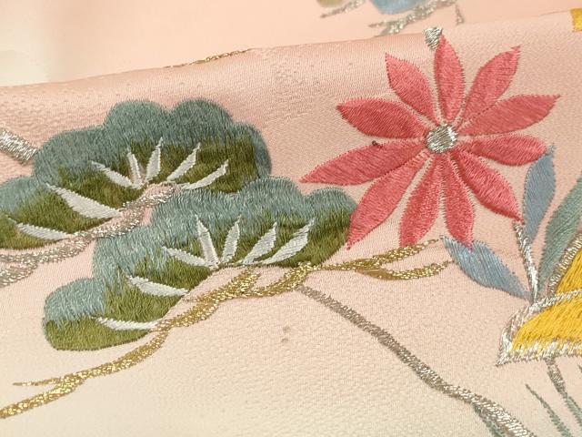 平和屋着物■豪華振袖 総刺繍 流水草花文 暈し染め 金銀糸 正絹 逸品 DABK3167qa
