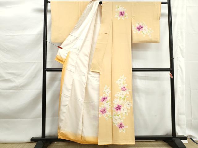平和屋着物■訪問着 手描き 草花文 金彩 正絹 逸品 DABK3168qa