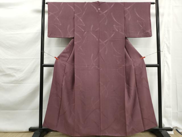 平和屋着物■上質な色無地 鬘帯地紋 蘇芳香色 正絹 逸品 DABK3176qa