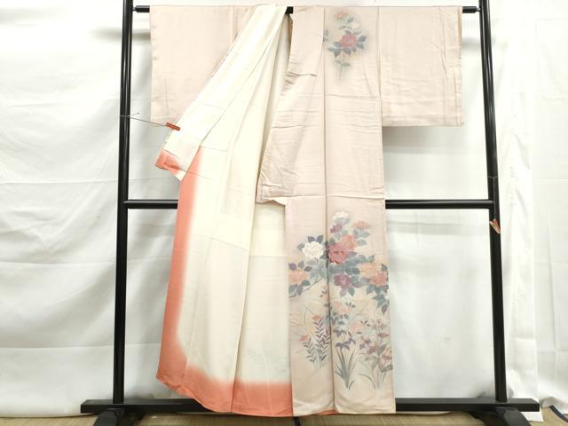平和屋着物■訪問着 刺繍 枝花文 暈し染め 正絹 逸品 DABK3177qa