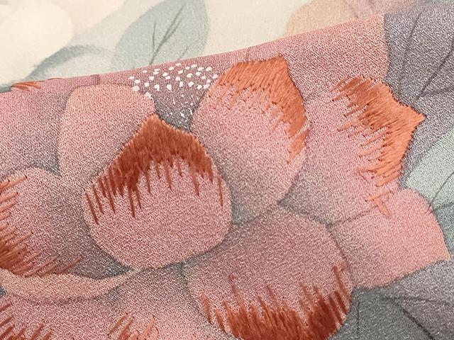 平和屋着物■訪問着 刺繍 枝花文 暈し染め 正絹 逸品 DABK3177qa