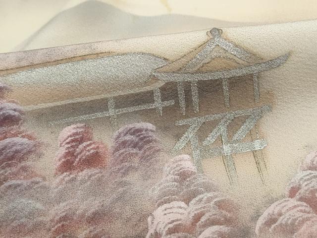 平和屋着物■訪問着 風景樹林文 暈し染め 銀彩 正絹 逸品 DABK3183qa