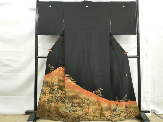 平和屋着物■豪華黒留袖 作家物 風景花文 暈し染め 金彩 正絹 逸品 DABK3185qa