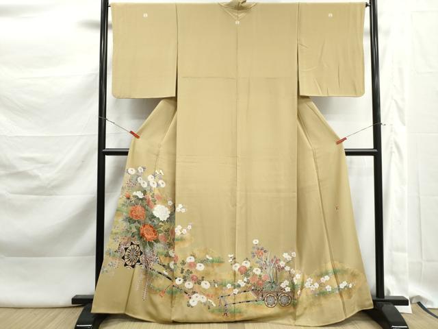 平和屋着物■豪華色留袖 作家物 駒刺繍 花車文 金彩 正絹 逸品 DABK3189qa