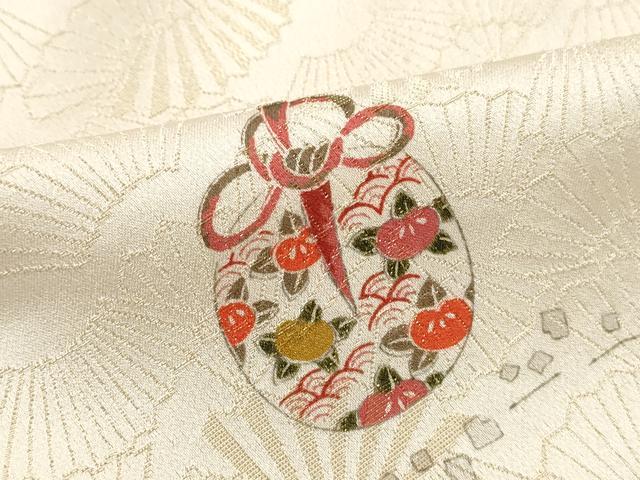 平和屋着物■上質な小紋 仕覆花文 金彩 金通し地 正絹 逸品 DABK3190qa