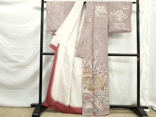 平和屋着物■訪問着 総絞り 風景花文 正絹 逸品 DABK3196qa