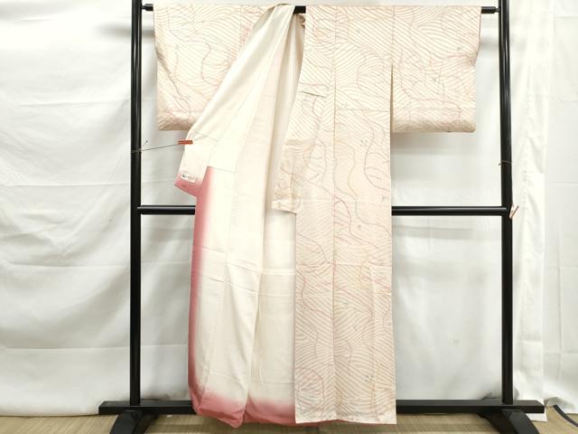 平和屋着物■上質な小紋 絞り よろけ縞花文 やまと誂製 正絹 逸品 DABK3198qa