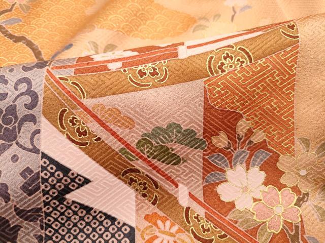 平和屋着物■訪問着 風景花文 暈し染め 金彩 正絹 逸品 DABK3200qa