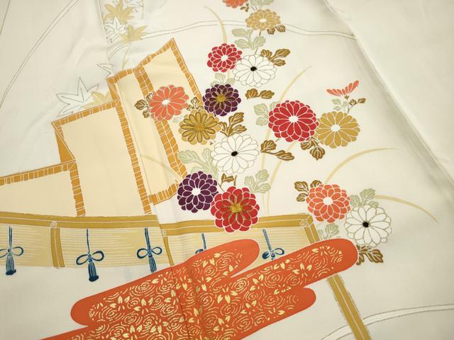 平和屋着物■訪問着 駒刺繍 エ霞花文 暈し染め 金彩 正絹 逸品 DABK3212qa
