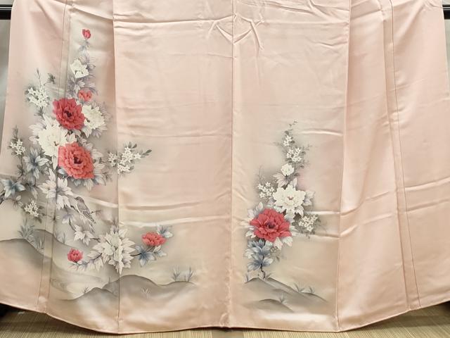 平和屋着物■訪問着 花鳥文 牡丹 暈し染め 正絹 逸品 DABK3213qa