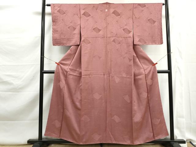 平和屋着物■上質な色無地 地紙地紋 蘇芳香色 正絹 逸品 未使用 DABK3217qa