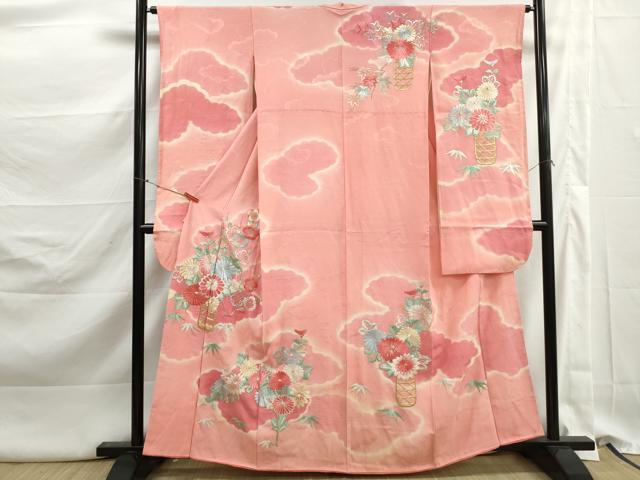 平和屋着物■豪華振袖 総刺繍 雲取り花文 暈し染め 金銀糸 正絹 逸品 DABK3221qa