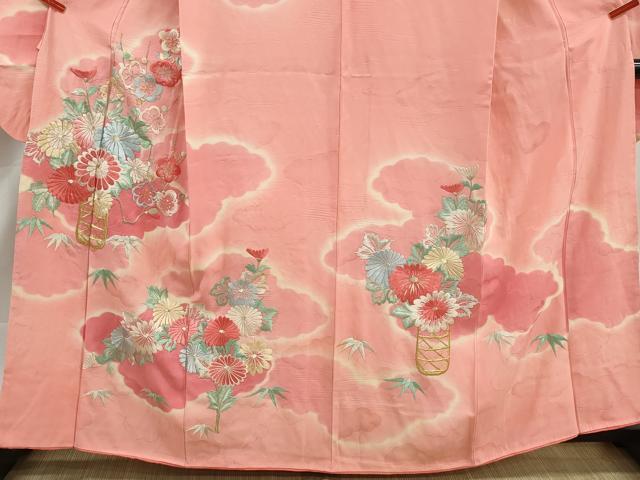 平和屋着物■豪華振袖 総刺繍 雲取り花文 暈し染め 金銀糸 正絹 逸品 DABK3221qa