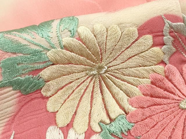 平和屋着物■豪華振袖 総刺繍 雲取り花文 暈し染め 金銀糸 正絹 逸品 DABK3221qa