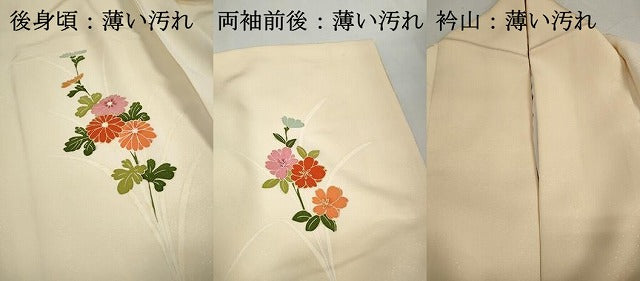 平和屋着物■訪問着 駒刺繍 草花文 鬘帯 金彩 正絹 逸品 DABK3224qa