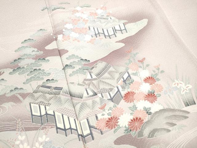 平和屋着物■訪問着 友禅 風景花文 松竹梅 暈し染め 正絹 逸品 DABK3234qa