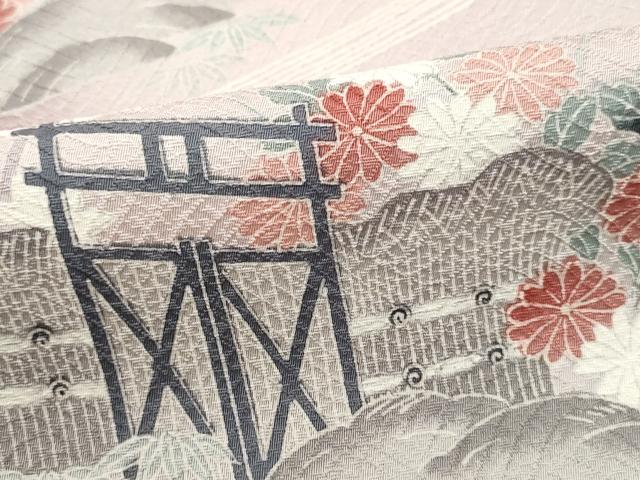 平和屋着物■訪問着 友禅 風景花文 松竹梅 暈し染め 正絹 逸品 DABK3234qa