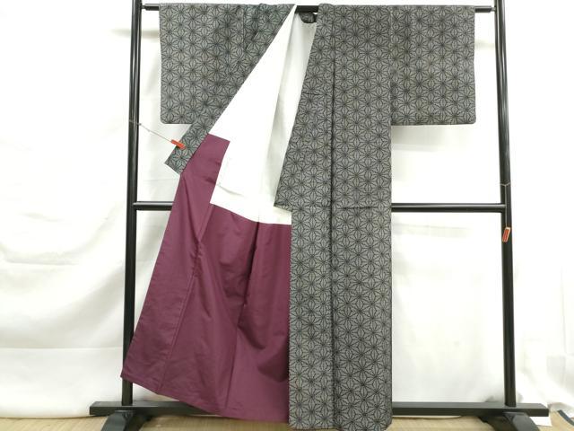 平和屋着物■上質な紬 麻の葉文 正絹 逸品 DABK3268qa