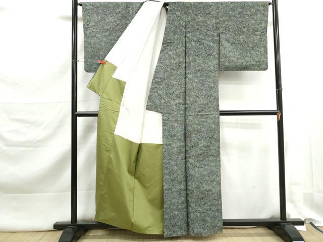 平和屋着物■上質な紬 駒刺繍 風景花文 正絹 逸品 DABK3269qa