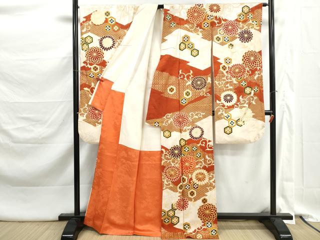 平和屋着物■豪華振袖 駒刺繍 亀甲唐草花文 金彩 正絹 逸品 DABK3327qa