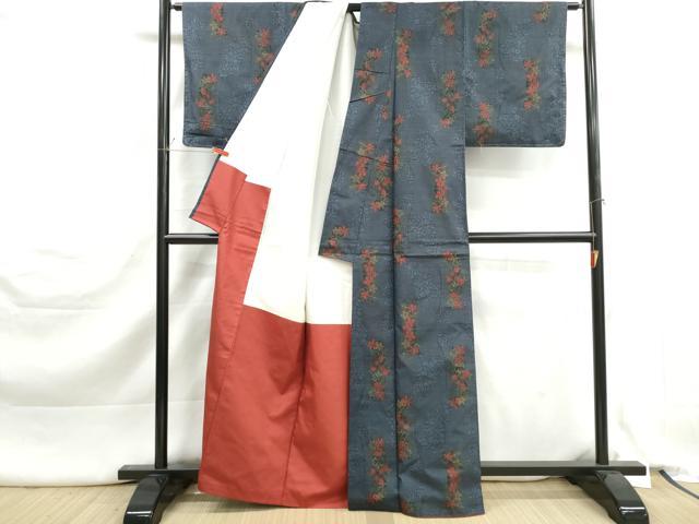 平和屋着物■本場大島紬 7マルキ 草花文 正絹 逸品 DABK3332qa