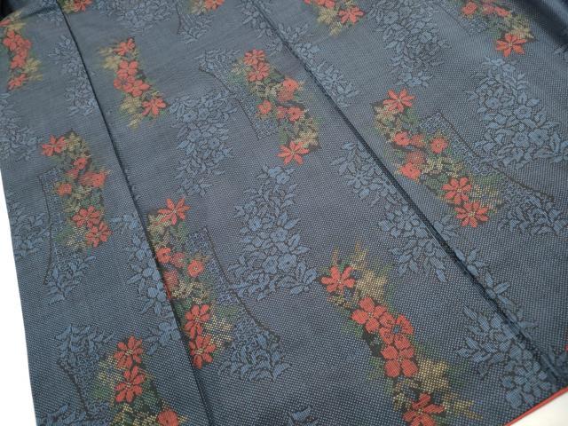 平和屋着物■本場大島紬 7マルキ 草花文 正絹 逸品 DABK3332qa