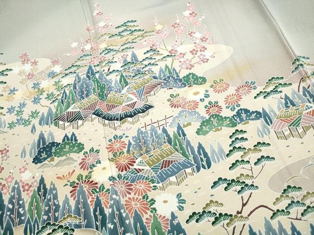 平和屋着物■訪問着 友禅 風景文 暈し染め 正絹 逸品 DABK3335qa
