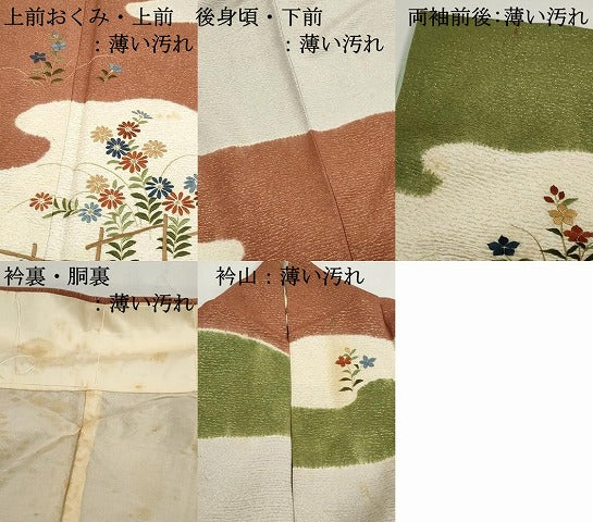 平和屋着物■訪問着 総刺繍 草花文 金糸 正絹 逸品 DABK3412qa