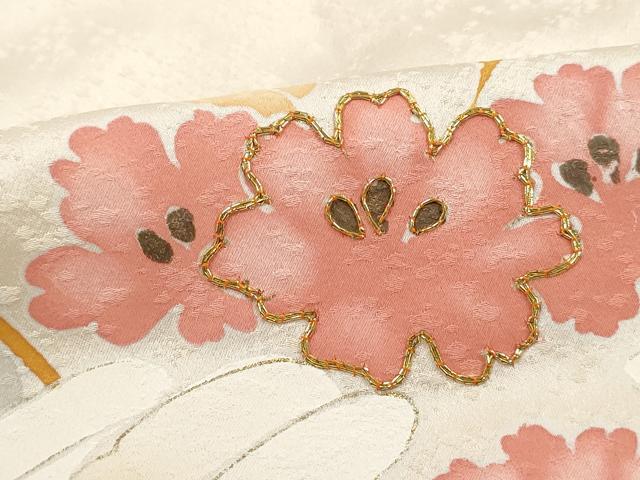 平和屋着物■訪問着 駒刺繍 枝花文 金彩 正絹 逸品 DABK3417qa