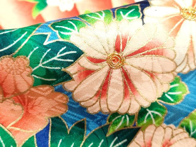 平和屋着物■豪華振袖 駒刺繍 絞り 扇面草花文 牡丹 金彩 正絹 逸品 DABK3424qa