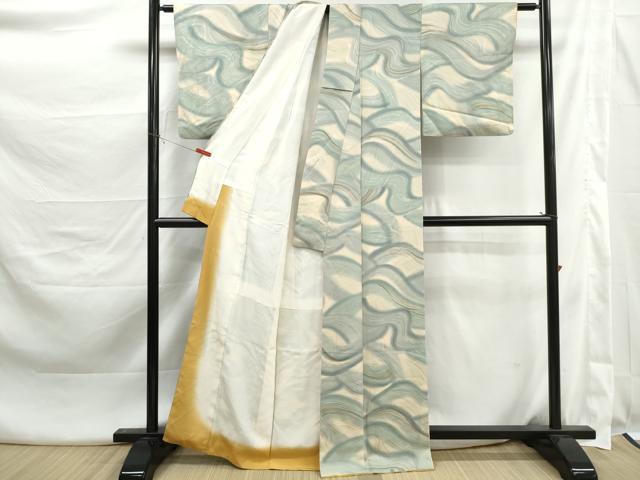 平和屋着物■上質な小紋 地紋起こし 流水文 暈し染め 正絹 逸品 DABK3431qa
