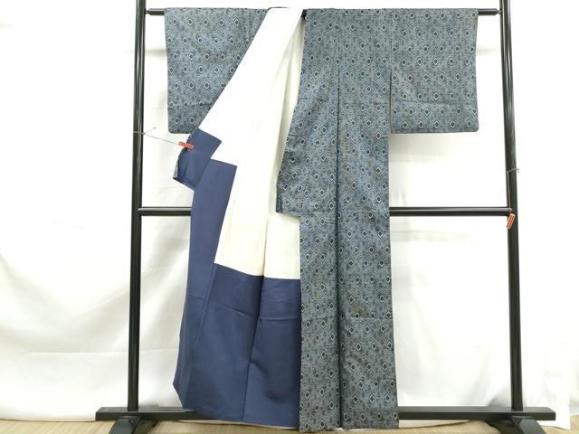 平和屋着物■本場大島紬 亀甲花文 割り込み絣 正絹 逸品 DABK3437qa