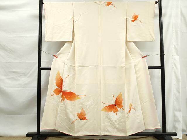 平和屋着物■訪問着 ろうけつ染め 舞蝶文 乱菊 銀彩 正絹 逸品 DABK3459qa