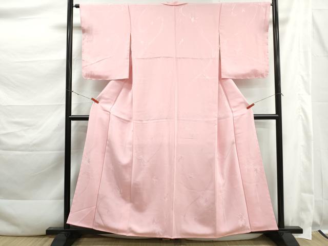 平和屋着物■上質な色無地 舞楓地紋 珊瑚色 正絹 逸品 未使用 DABK3468qa