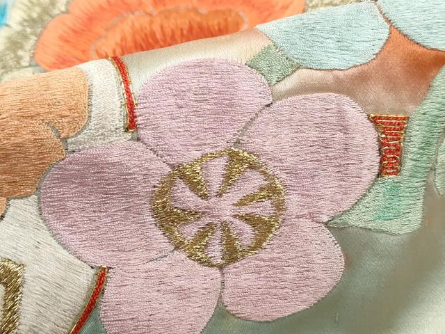 平和屋着物■豪華振袖 総刺繍 駒刺繍 花車文 暈し染め 金銀糸 正絹 逸品 DABK3477qa