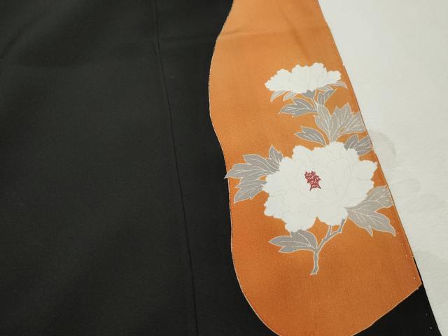 平和屋着物■豪華黒留袖 刺繍 花文箱文 牡丹 暈し染め 金彩 ロング丈 正絹 逸品 DABK3490qa