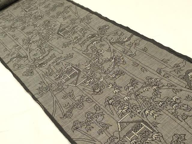 平和屋着物▼本場大島紬 反物 着尺 9マルキ 風景文 逸品 未使用 DABK3530zy