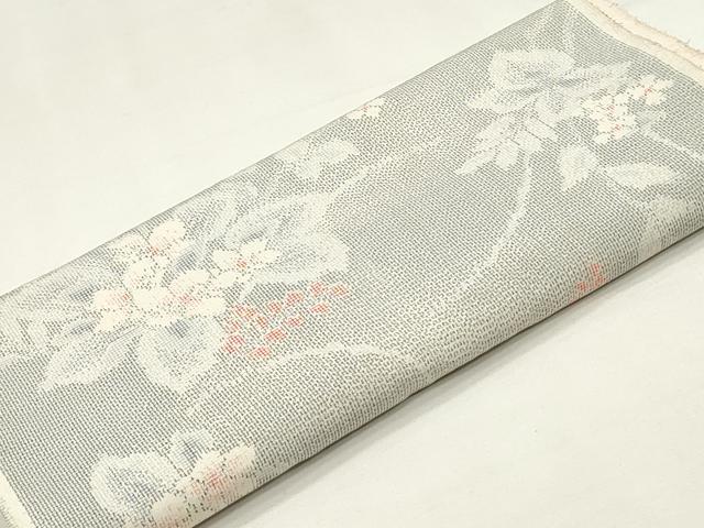 平和屋着物▼紬 反物 着尺 草花文 逸品 未使用 DABK3544zy