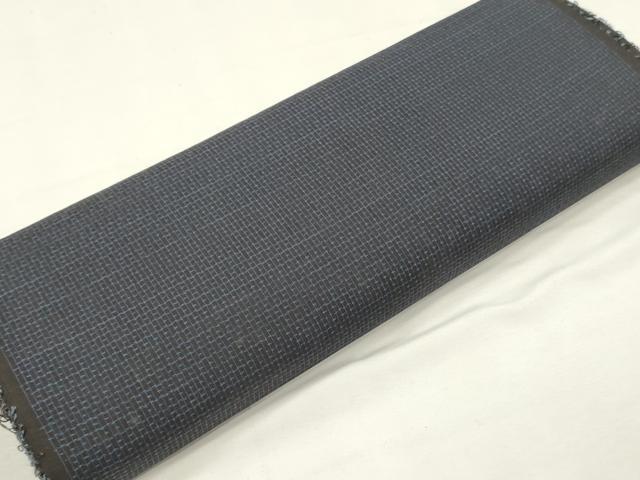 平和屋着物▼男性 本場大島紬 反物 着尺 格子 証紙付き 逸品 未使用 DABK3574zy