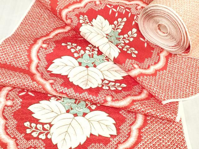 平和屋着物▼羽織・コート 反物 羽尺 雪輪草花文 2着分 未使用 DABK3615zy