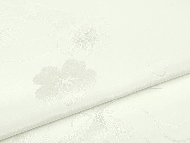 平和屋着物▼長襦袢 反物 着尺 花蝶地紋 胡粉色 逸品 未使用 DABK3816zy