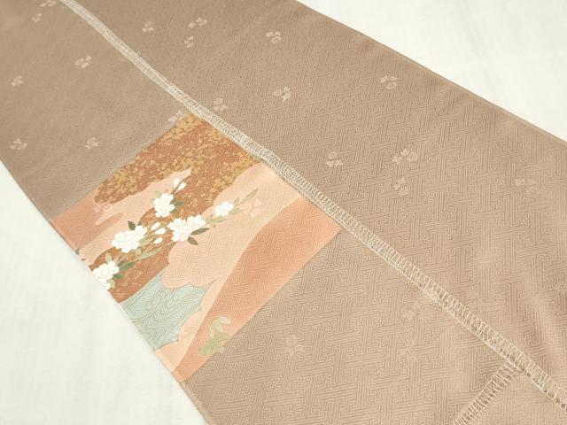 平和屋着物▼付下げ 解き反物 着尺 駒刺繍 草花文 金彩 逸品 DABK3836zy