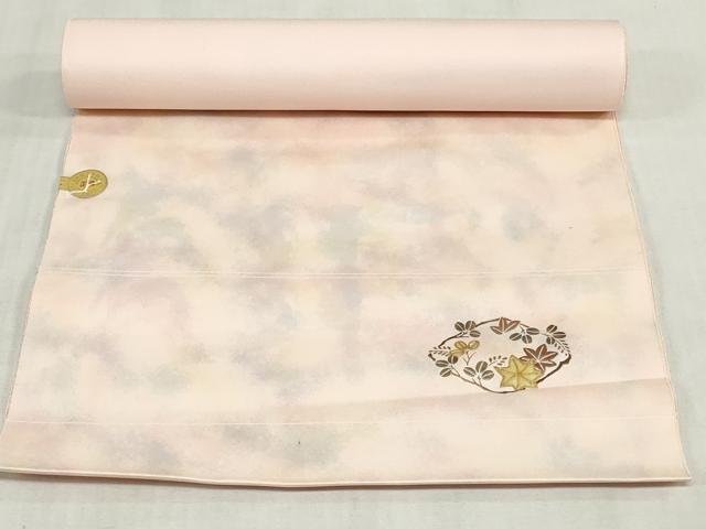 平和屋着物▼西陣 名古屋帯 帯反物 ワンポイント螺鈿 霞文 証紙付き 逸品 未使用 DABK3865zy