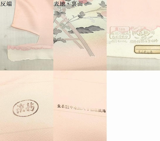 平和屋着物▼付下げ 反物 着尺 籬草花文 暈し染め 金彩 逸品 未使用 DABK3988zy