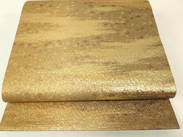 平和屋着物▼六通柄袋帯 霞箔散らし 金糸 正絹 逸品 DABK4005az