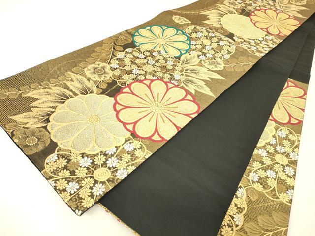 平和屋着物▼六通柄袋帯 舞花文 金糸 正絹 逸品 DABK4017az