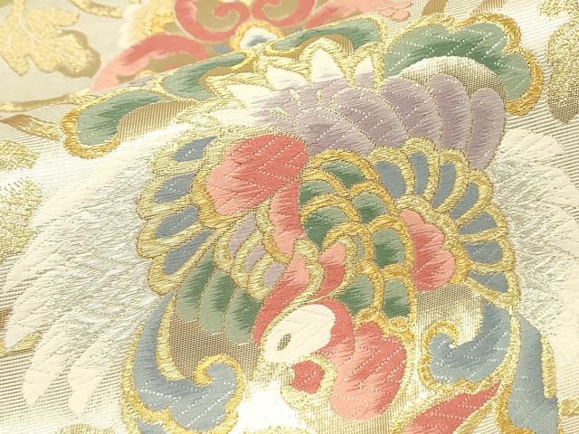 平和屋着物▼六通柄袋帯 唐織 能美鳳凰文 金銀糸 正絹 逸品 DABK4018az